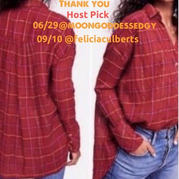 Free People Tops - Free People Break your stride Sherry Combo plaid shirt XS New!